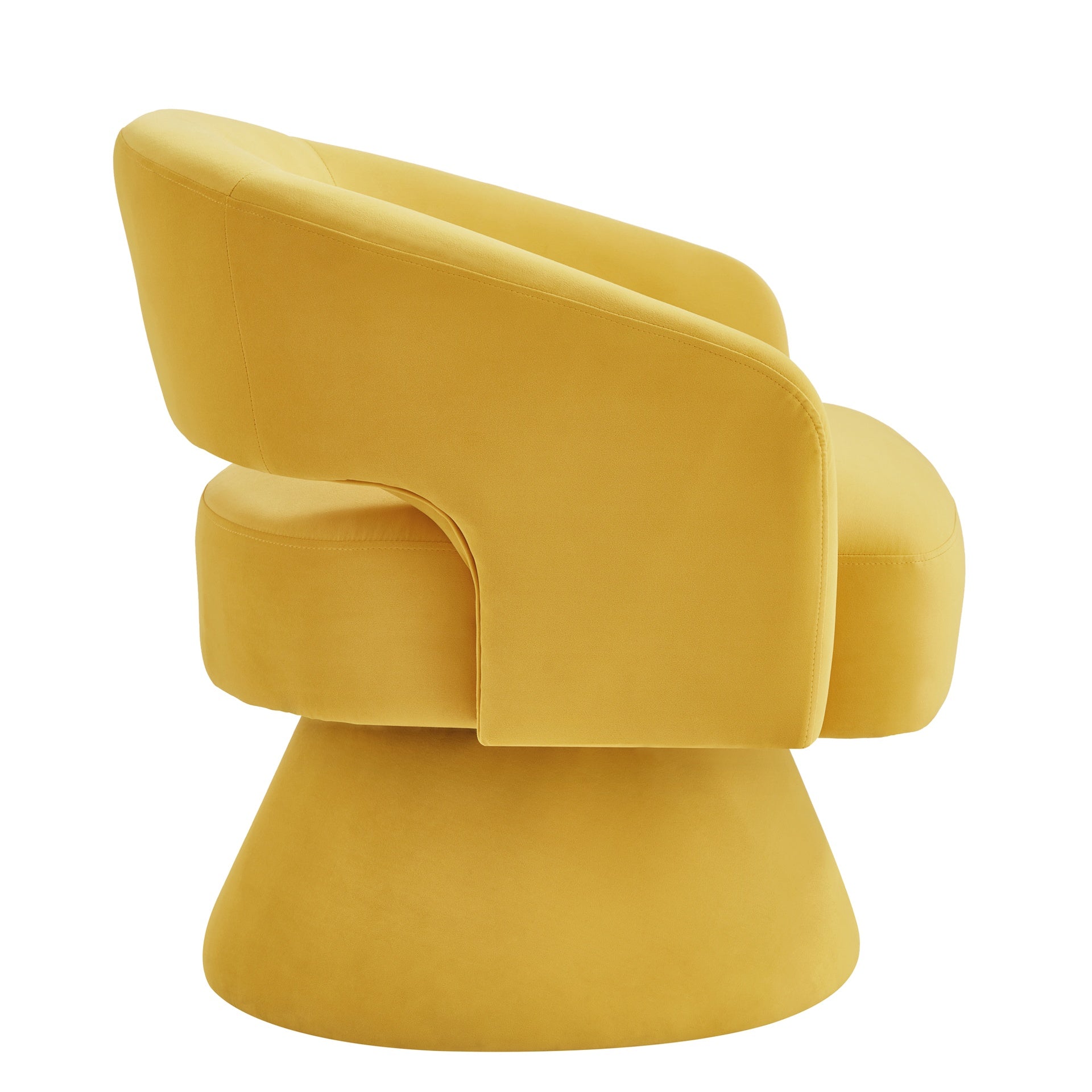 Modern Swivel Barrel Chair, Upholstered Velvet Round Accent Chairs,360 Degree Comfy Swivel Chair with Open Backrest, Single Chair Armchair for Living Room Bedroom, Homerest, Yellow