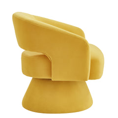 Modern Swivel Barrel Chair, Upholstered Velvet Round Accent Chairs,360 Degree Comfy Swivel Chair with Open Backrest, Single Chair Armchair for Living Room Bedroom, Homerest, Yellow