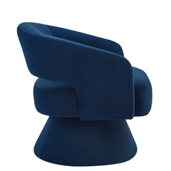Modern Swivel Barrel Chair, Upholstered Velvet Round Accent Chairs,360 Degree Comfy Swivel Chair with Open Backrest, Single Chair Armchair for Living Room Bedroom, Homerest,Navy