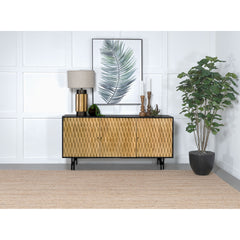 Madrid Natural and Black 3-door Accent Cabinet