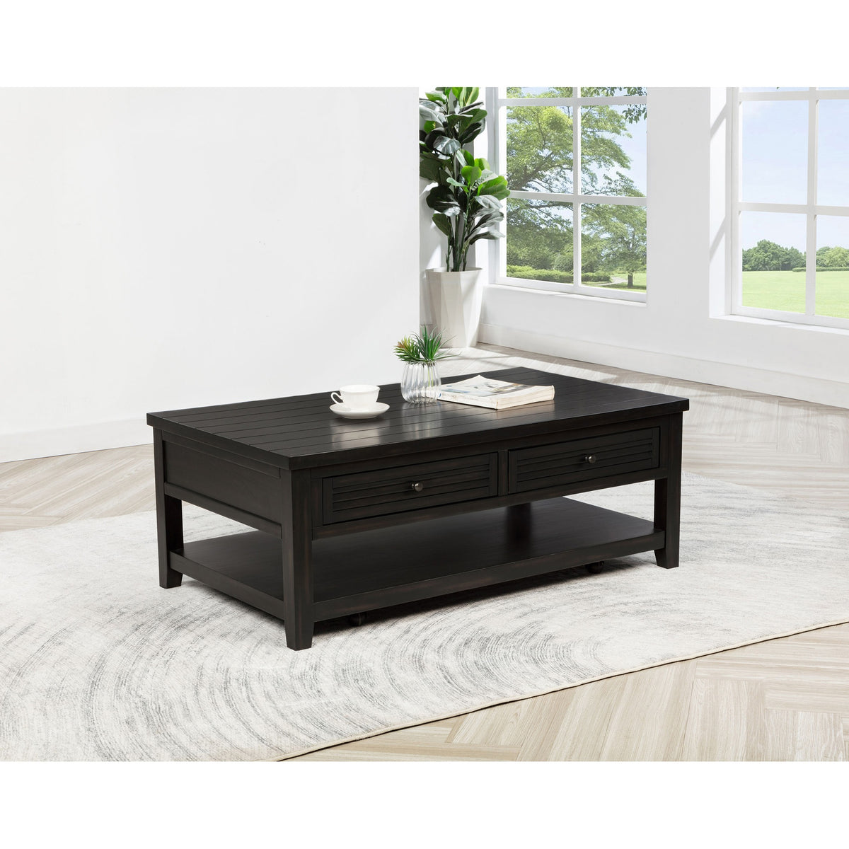 Sutter Distressed Java 2-drawer Rectangular Coffee Table