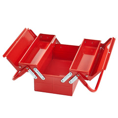 Tool Box 14-inch 2-Tier 3-Tray Folding Cantilever Toolbox with Handle Red