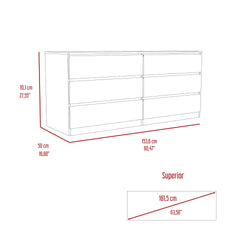6 Drawer Double Dresser, Superior Top, Black