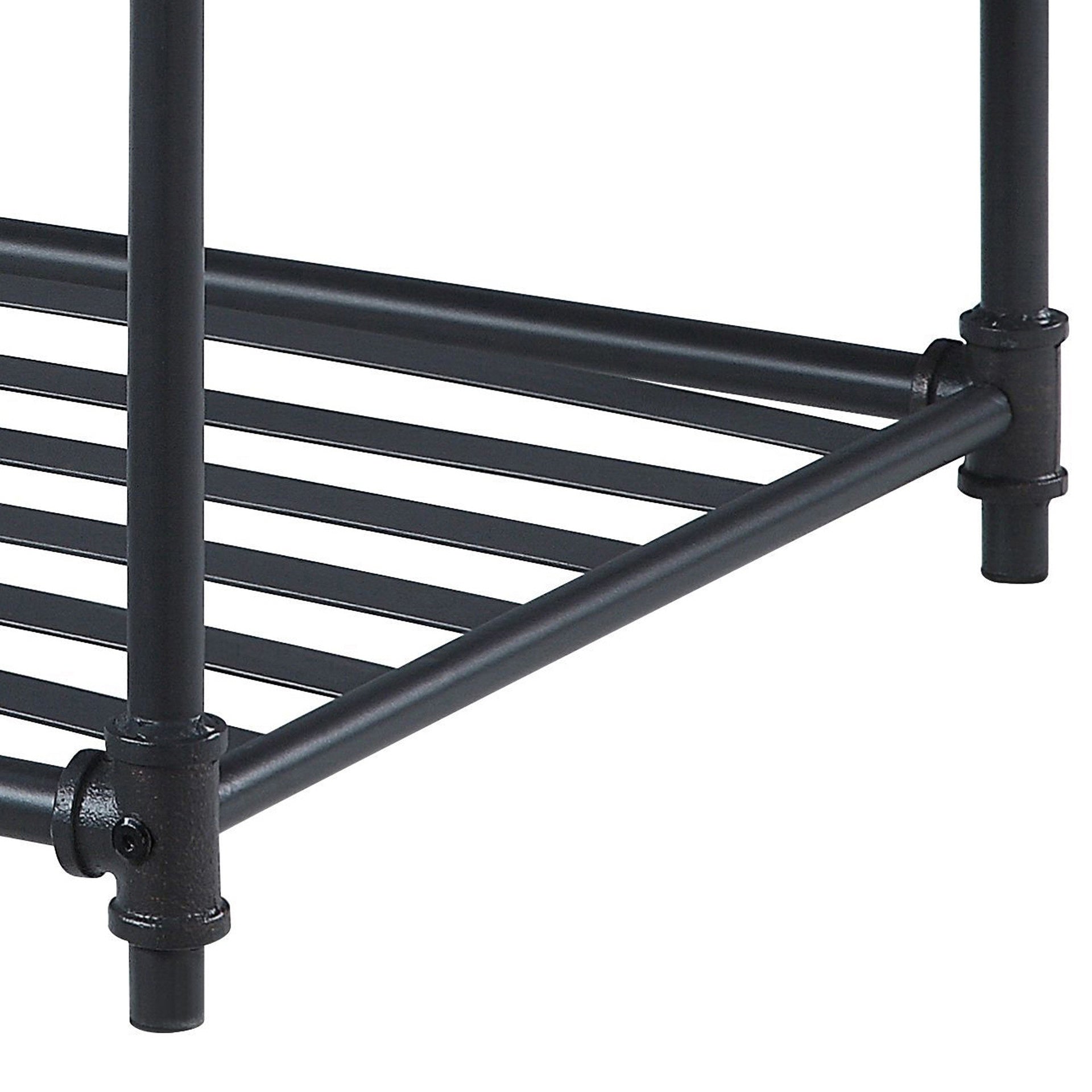Oak and Sandy Black End Table with Slatted Lower Shelf