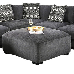Contemporary Style Gray Finish Square Upholstery Ottoman Memory Foam Tapered Legs Modular Design