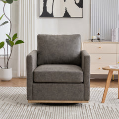30.7"W Upholstered Square Swivel Accent Chair and Comfy Accent Single Sofa Chair, 360 Degree Club Chair, Lounge Armchair for Living Room Bedroom Apartment Nursery.Gray PU