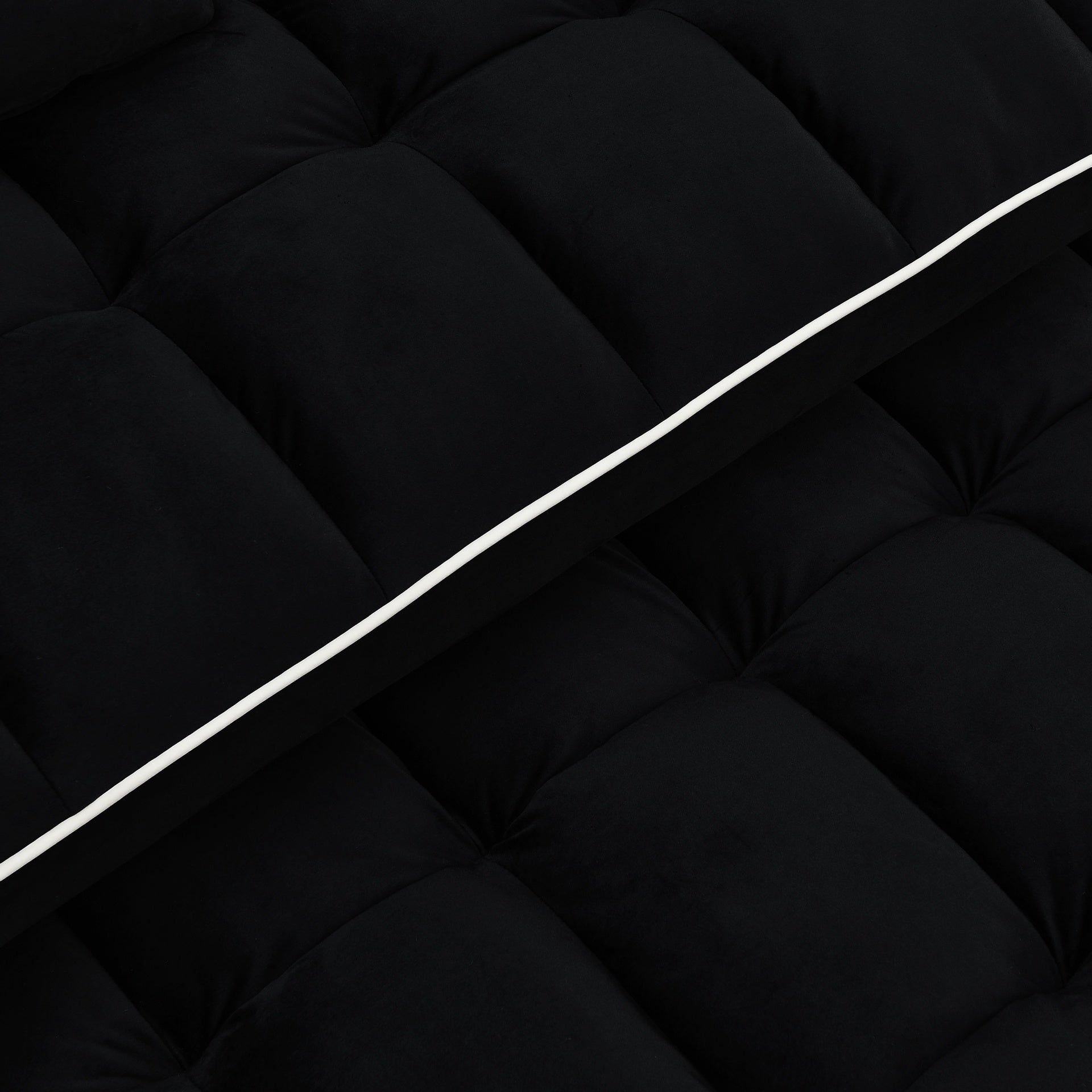 55.51 inch versatile foldable sofa bed in 3 lengths, modern sofa sofa sofa velvet pull-out bed, adjustable back and with USB port and ashtray and swivel phone stand (Black)