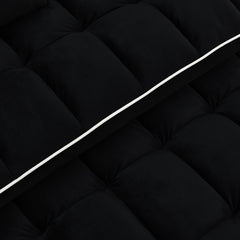 55.51 inch versatile foldable sofa bed in 3 lengths, modern sofa sofa sofa velvet pull-out bed, adjustable back and with USB port and ashtray and swivel phone stand (Black)