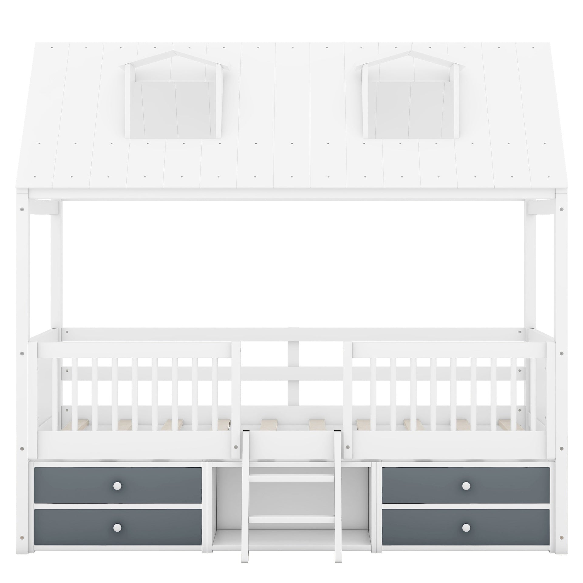 Twin Size Wood Bed House Bed Frame,White