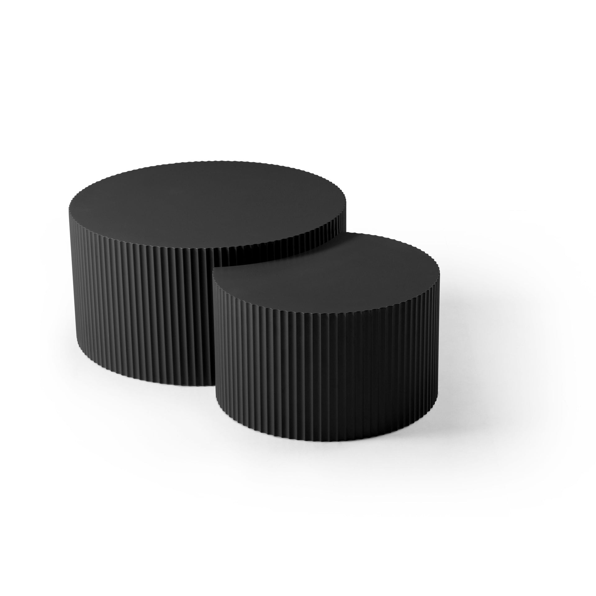 Black Nesting table set of 2 Round and Half Moon Shapes,No Need Assembly(Same Sku:W87677001)