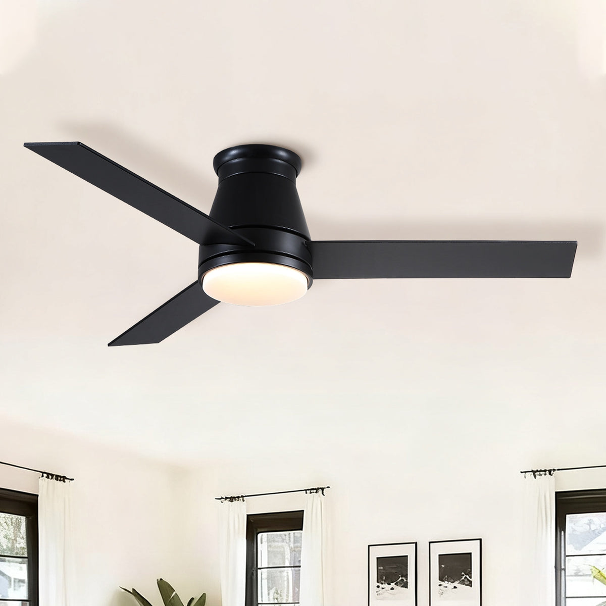 48" Black Lowe Profile Ceiling Fan with Light