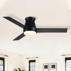 48" Black Lowe Profile Ceiling Fan with Light