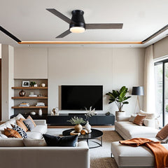 48" Black Lowe Profile Ceiling Fan with Light