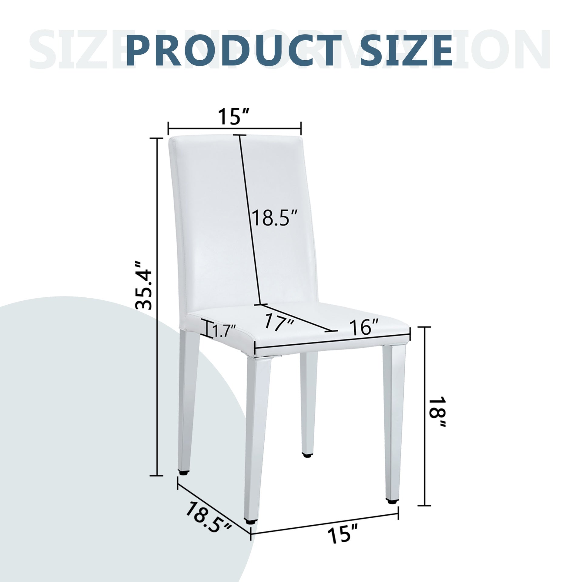 Two White PU dining chairs,Silver Metal Legs.Simple and versatile, comfortable and accompanied. Exquisite and versatile dining chairs unlock a comfortable new experience.(Set of 2)W1151P269051