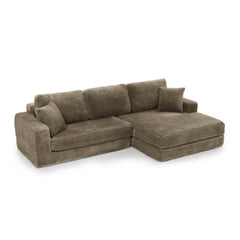 Right sofa seat,L shape Modular Sectional Sofa, Compressed Sectional Sofa Modern Minimalist Style Corduroy Couch,Unfold into a bed, Bedroom, Comfy Compressed Sofa Couch Space-Efficient Design-Brown