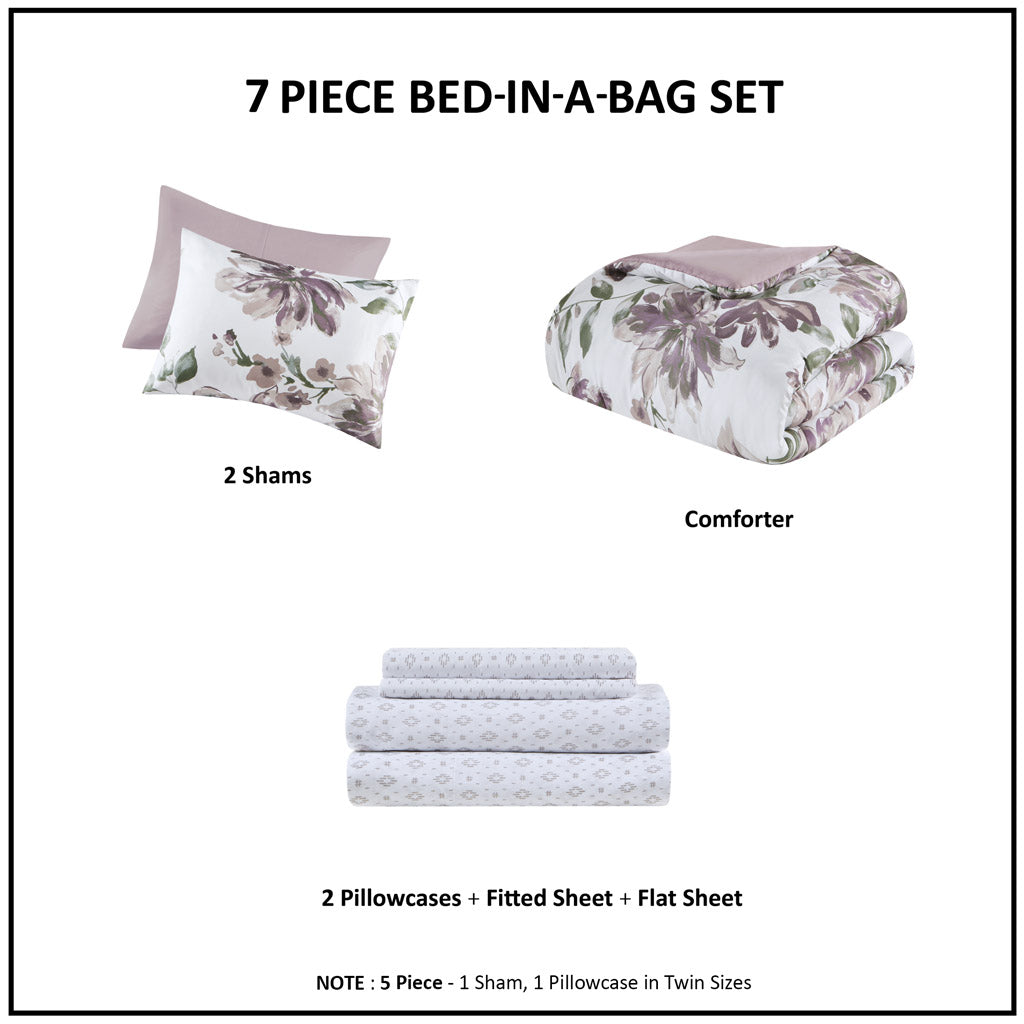 Cal King Floral Comforter Set with Bed Sheets