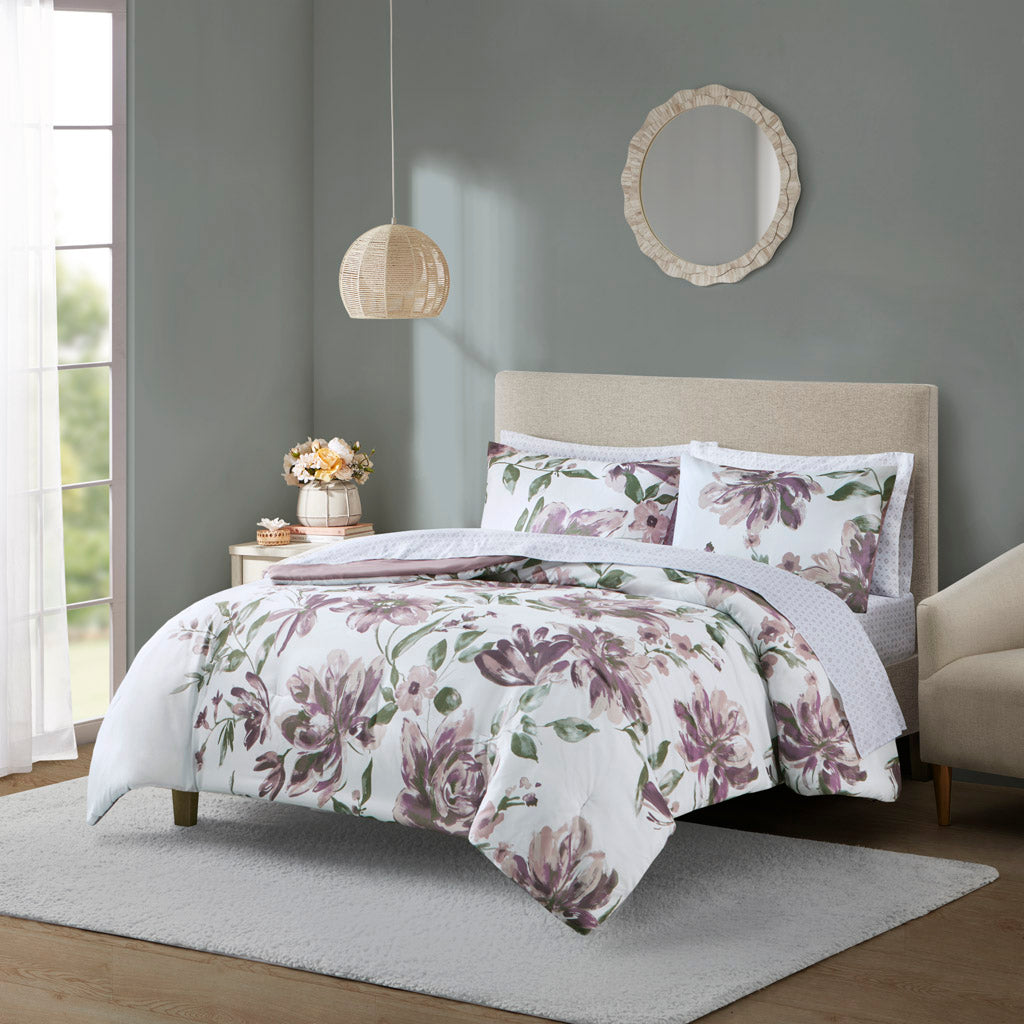 Cal King Floral Comforter Set with Bed Sheets