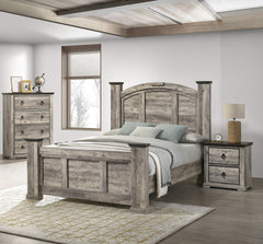Contemporary 1pc Queen Size Poster Bed Gray Finish Wooden Bedroom Furniture