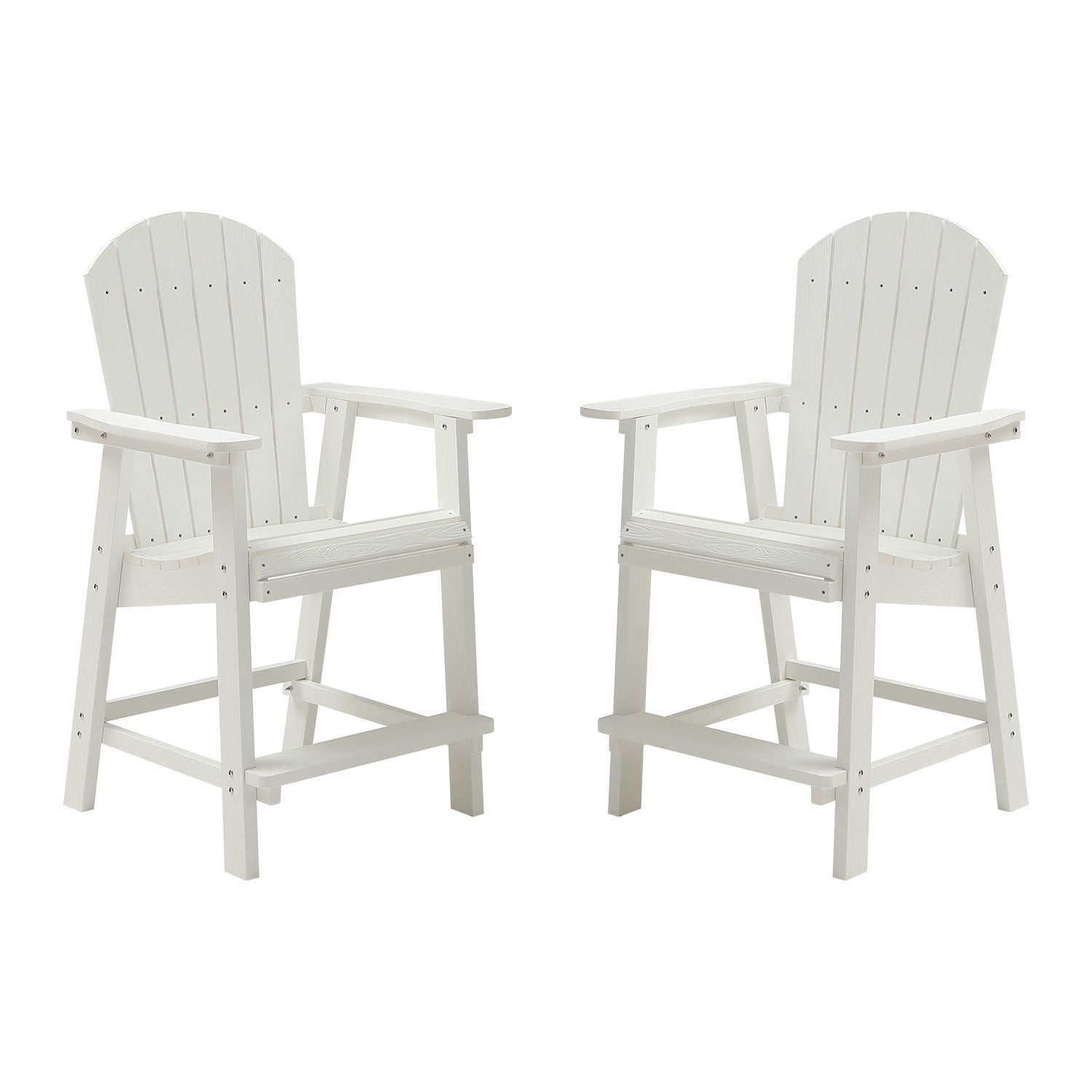 HIPS Bar Chair with Armrest,Patio Bar Chair Set of 2, White