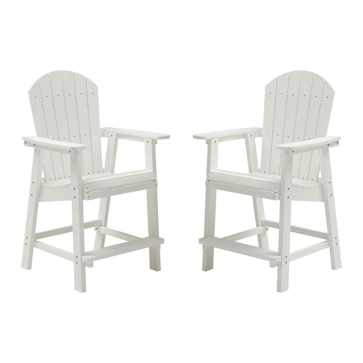 HIPS Bar Chair with Armrest,Patio Bar Chair Set of 2, White