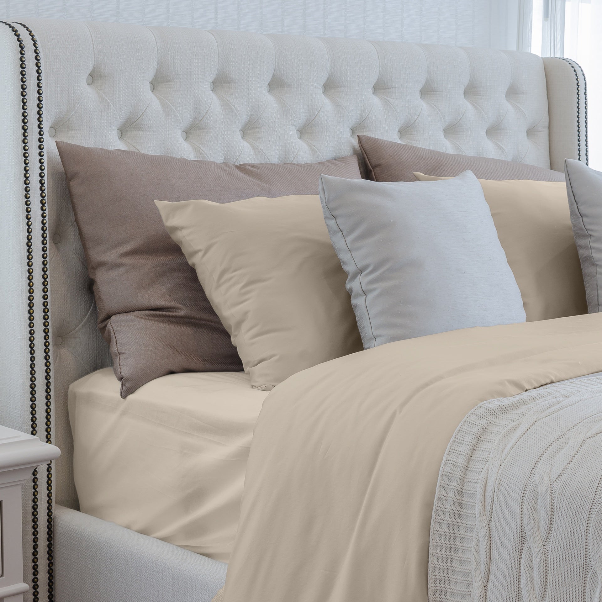 Luxuriously Soft 100% Viscose Derived from Bamboo 5-Piece Sheet Set , Oeko-TEX Certified, Split King - Linen