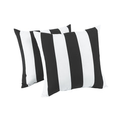 2 Pack Outdoor Throw Pillows, Waterproof & Fade-Resistant Patio Cushions for Garden, Porch, Poolside Furniture - Soft & Comfortable Decorative Pillow Covers (18x18 Inch, Black white strpie)