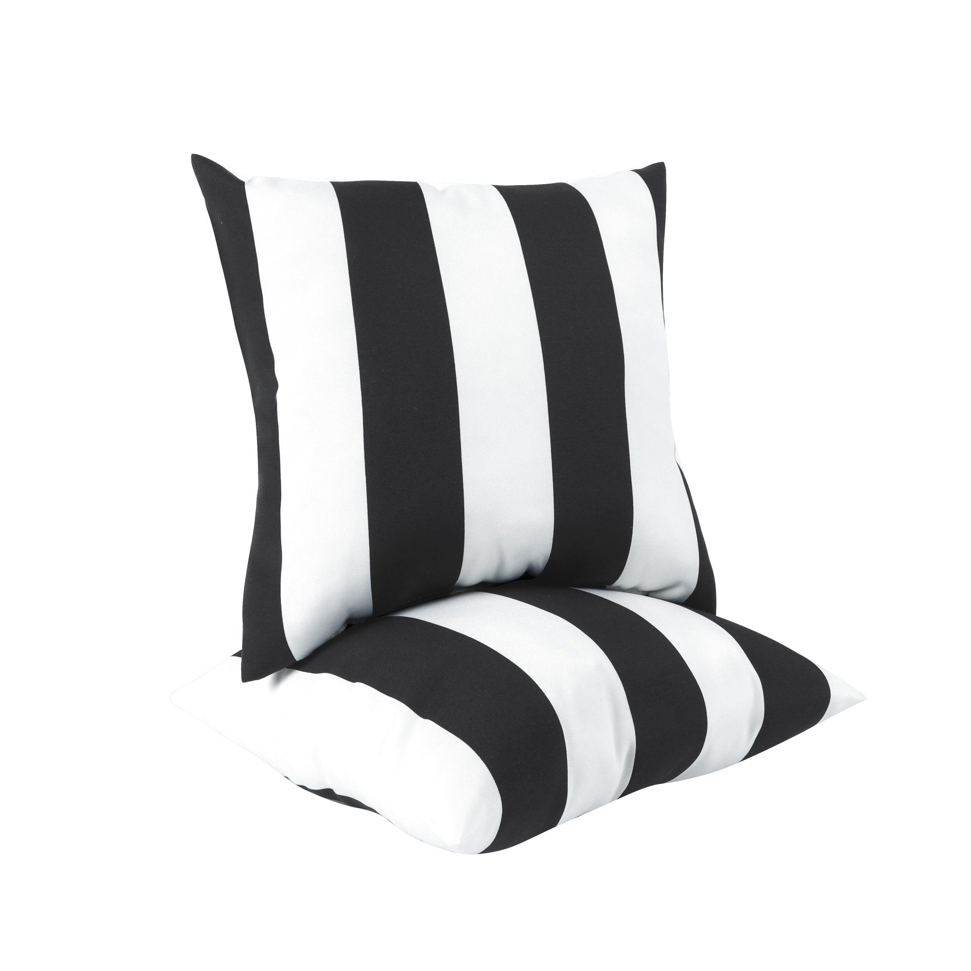 2 Pack Outdoor Throw Pillows, Waterproof & Fade-Resistant Patio Cushions for Garden, Porch, Poolside Furniture - Soft & Comfortable Decorative Pillow Covers (18x18 Inch, Black white strpie)