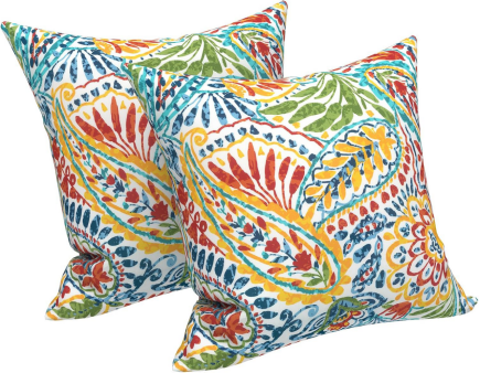 2 Pack Outdoor Throw Pillows, Waterproof & Fade-Resistant Patio Cushions for Garden, Porch, Poolside Furniture - Soft & Comfortable Decorative Pillow Covers (18x18 Inch, paisley multi)