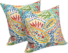 2 Pack Outdoor Throw Pillows, Waterproof & Fade-Resistant Patio Cushions for Garden, Porch, Poolside Furniture - Soft & Comfortable Decorative Pillow Covers (18x18 Inch, paisley multi)