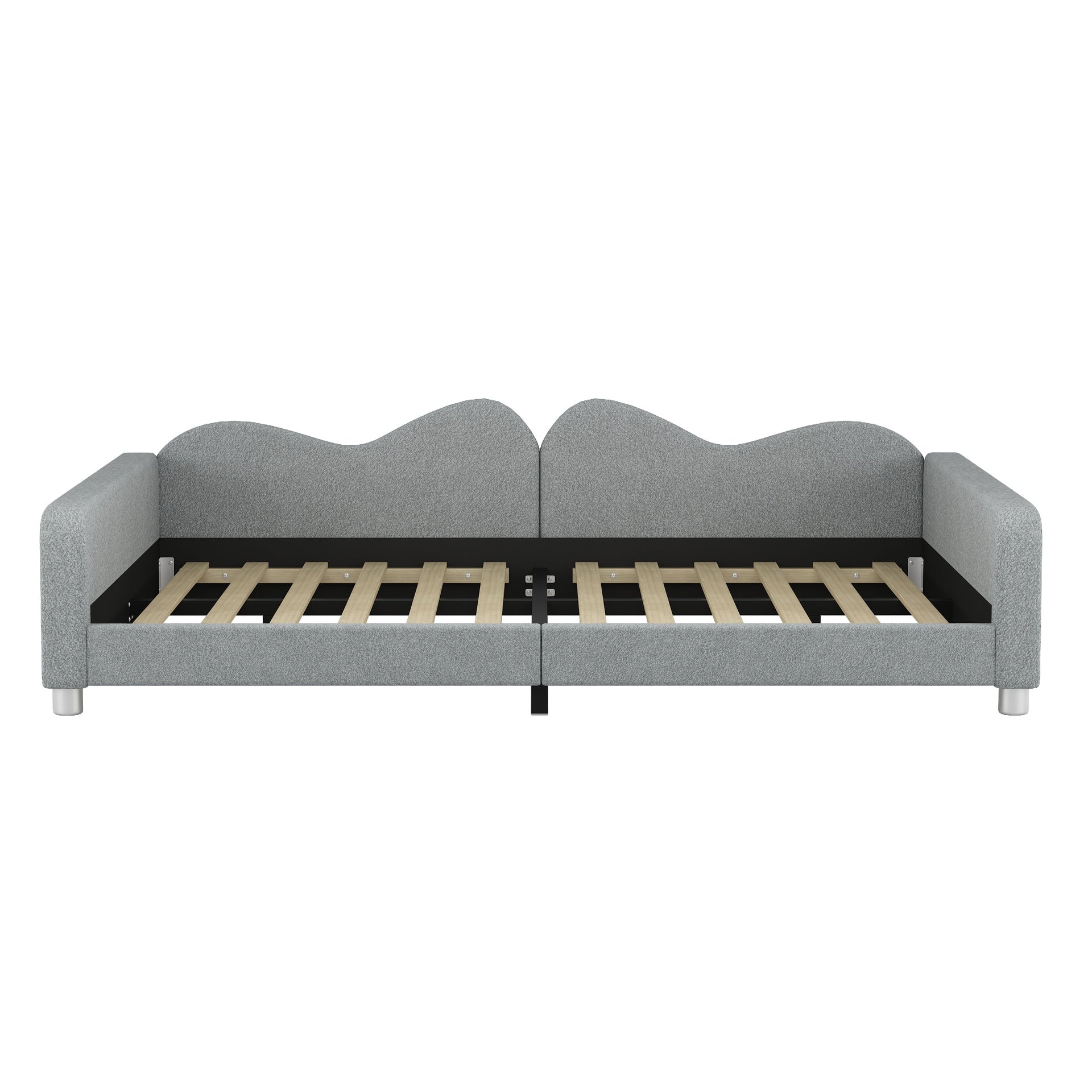 Full size Upholstered Daybed, Sherpa Fabric Sofabed with Cloud-Shaped Backrest, No Box-spring Needed, Gray(Old SKU: WF532069AAE)