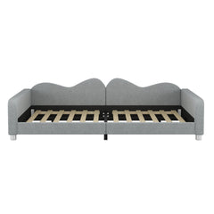 Full size Upholstered Daybed, Sherpa Fabric Sofabed with Cloud-Shaped Backrest, No Box-spring Needed, Gray(Old SKU: WF532069AAE)