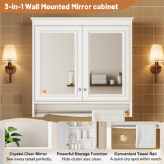 3-in-1 Bathroom Mirror Cabinet, 30 inch Wall Mounted Medicine Cabinet with Adjustable Shelves & Soft Close Doors, High-Define Mirror with Storage for Bathroom Vanity