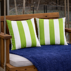 2 Pack Outdoor Throw Pillows, Waterproof & Fade-Resistant Patio Cushions for Garden, Porch, Poolside Furniture - Soft & Comfortable Decorative Pillow Covers (18x18 Inch, Green/White)