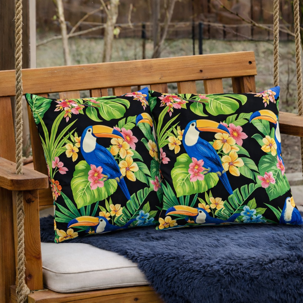 2 Pack Outdoor Throw Pillows, Waterproof & Fade-Resistant Patio Cushions for Garden, Porch, Poolside Furniture - Soft & Comfortable Decorative Pillow Covers (18x18 Inch, Rich Forest Green)