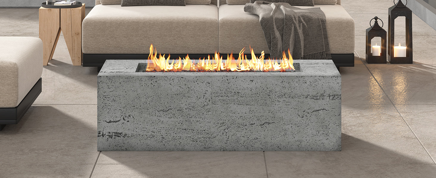 U_STYLE Outdoor Rectangular Propane Fire Pit 40000 BTU,41.9''MGO Patio Heater with Stainless Steel Burner and Free Lava Rocks,Waterproof Cover,Suitable for Courtyard,lawn,patios, decks,swimming pool