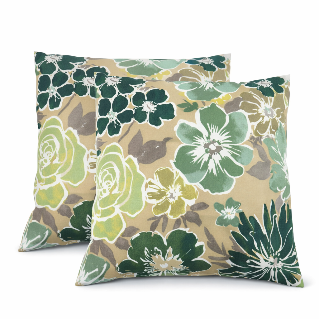 2 Pack Outdoor Throw Pillows, Waterproof & Fade-Resistant Patio Cushions for Garden, Porch, Poolside Furniture - Soft & Comfortable Decorative Pillow Covers (18x18 Inch, Magpie Fabrics)
