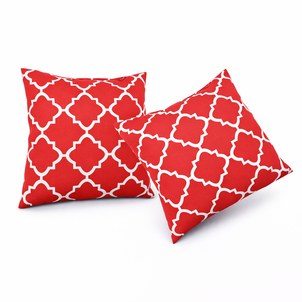 2 Pack Outdoor Throw Pillows, Waterproof & Fade-Resistant Patio Cushions for Garden, Porch, Poolside Furniture - Soft & Comfortable Decorative Pillow Covers (18x18 Inch, Plaid Red)