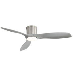 52-Inch Smart Ceiling Fan With Light,Flush Mount Ceiling Fan With Remote Control.3 Grey ABS Blades,18W Dimmable Light