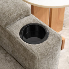 Single sofa recliner with manually adjustable backrest, USB charging port on the armrest side, phone stand included, hidden armrest storage, and a matching storage ottoman-Brown