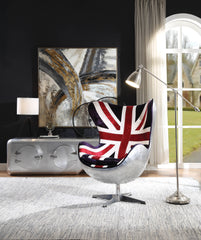 Brancaster Pattern Fabric & Aluminum Accent Chair with Swivel