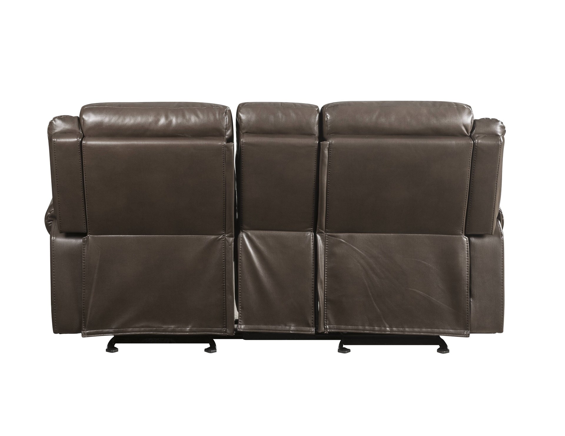 Lydia Brown Leather Aire Motion Loveseat W/USB & Console