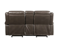 Lydia Brown Leather Aire Motion Loveseat W/USB & Console