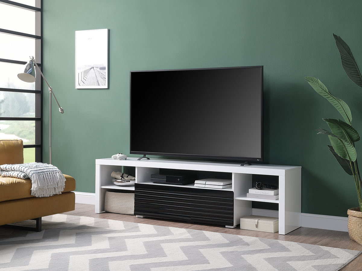 Buck II White & Black High Gloss Finish TV Stand