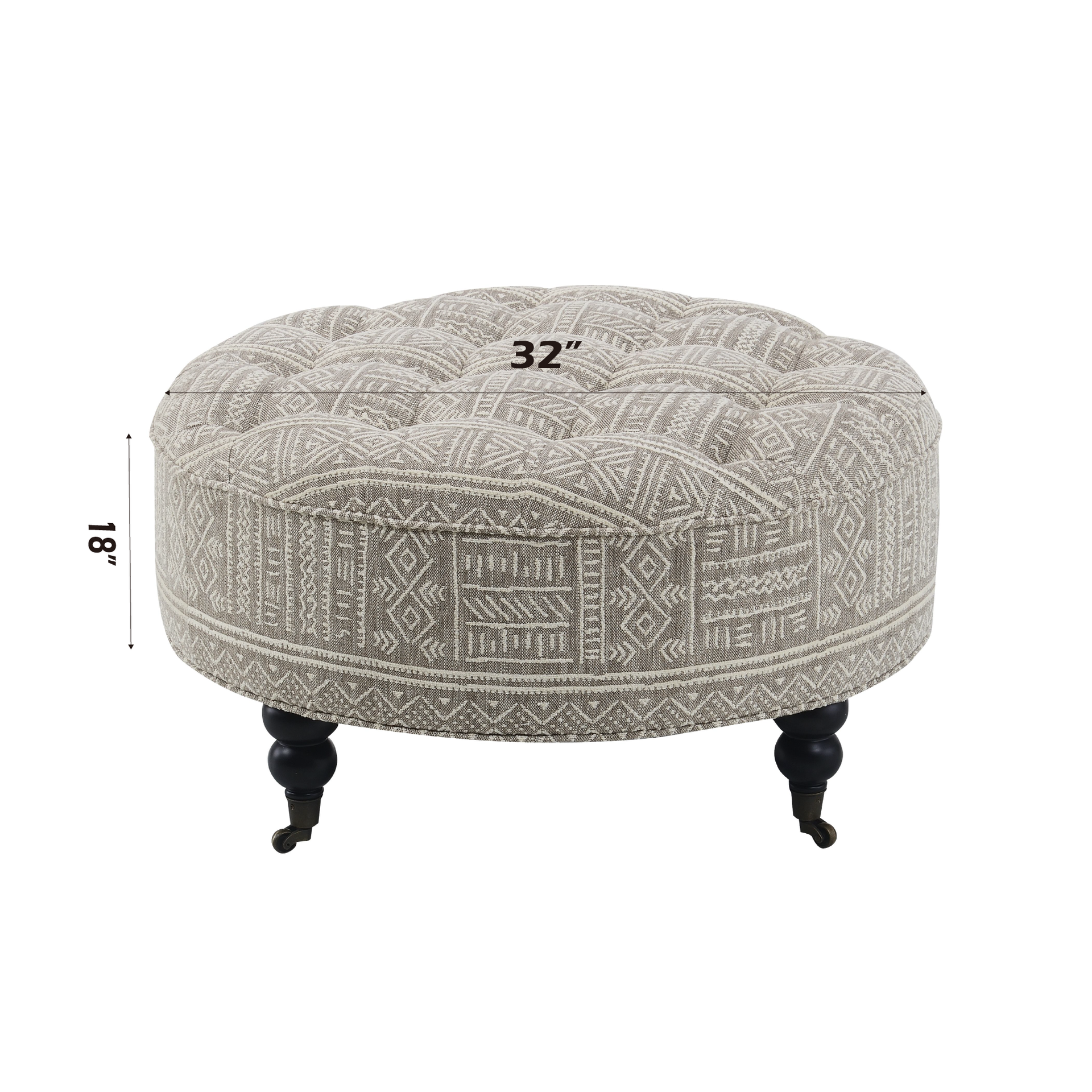 Upendo Pattern Fabric Ottoman w/Casters