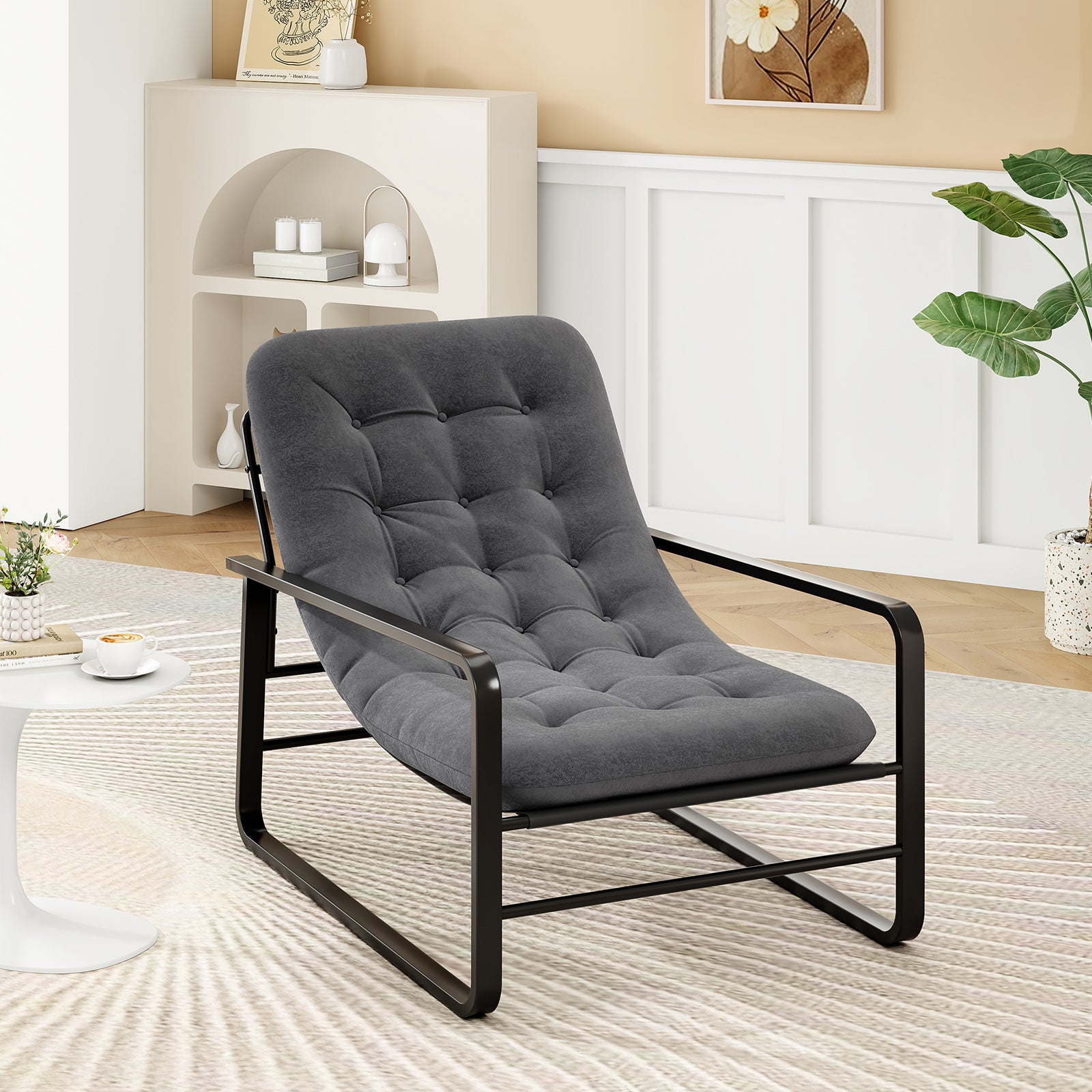 Accent Chair, Sherpa Arm Chair for Living Room, Mid Century Modern Accent Chairs, Boucle Reading Bedroom Chair