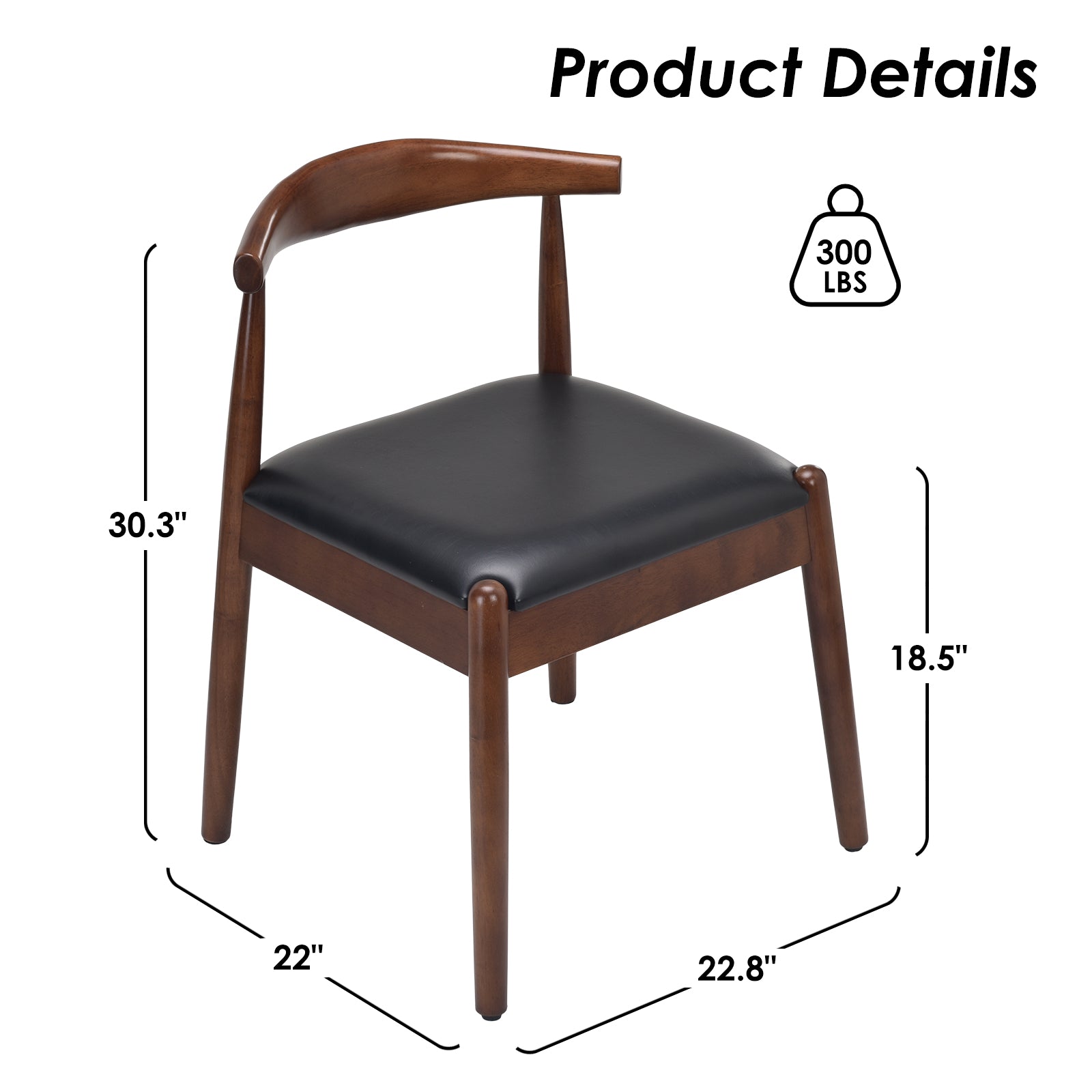 Weave Dining Chairs Set of 2, Mid-Century Modern Kitchen Chair with Solid Oak Frame & Handwoven Seat for Living Dining Room