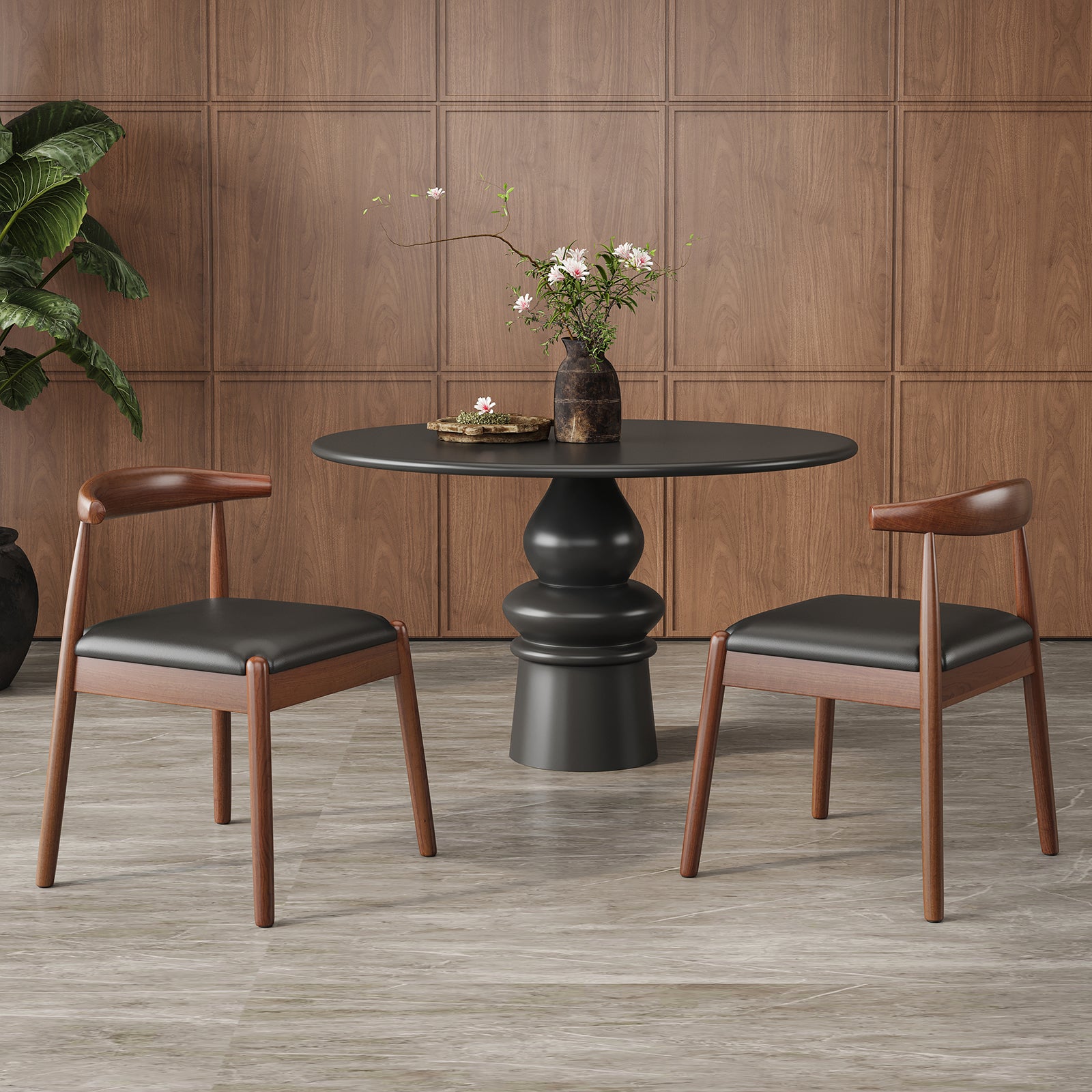 Weave Dining Chairs Set of 2, Mid-Century Modern Kitchen Chair with Solid Oak Frame & Handwoven Seat for Living Dining Room