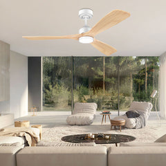 52 in. Smart Outdoor/Indoor Light Wood Brown Ceiling Fans With Lights Remote, Voice Control via WIFI Alexa App