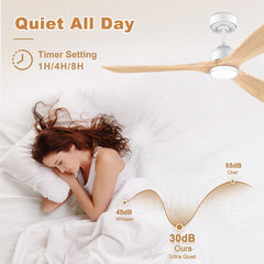 52 in. Smart Outdoor/Indoor Light Wood Brown Ceiling Fans With Lights Remote, Voice Control via WIFI Alexa App
