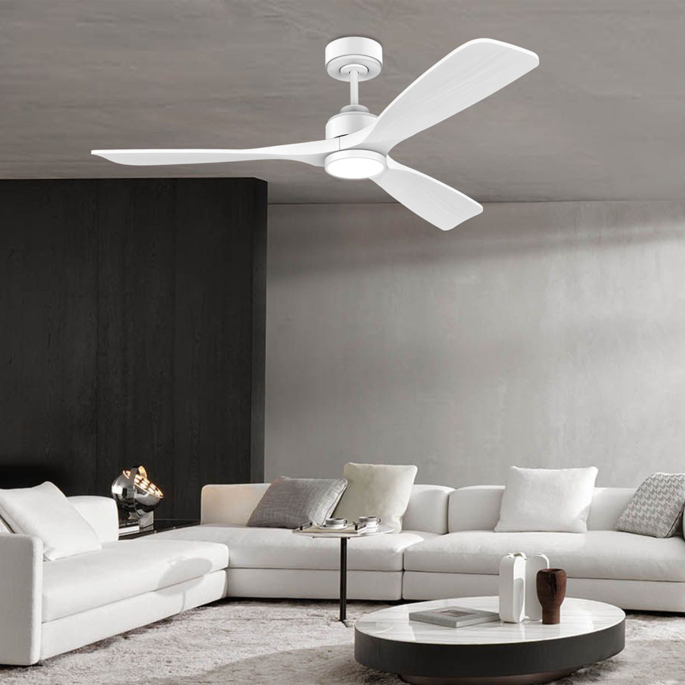 52 in. Wood Smart Outdoor/Indoor White Ceiling Fans with Lights Remote, Voice Control via WIFI Alexa App